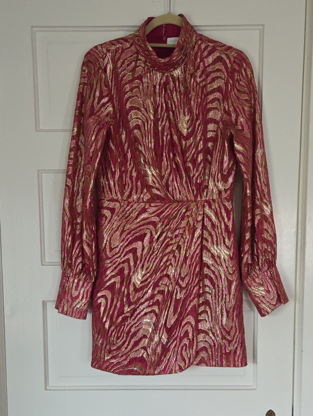 Jonathan Simkhai Halen Fil Coupe Mini Dress Bougainvillea Metallic Moire Size 8
